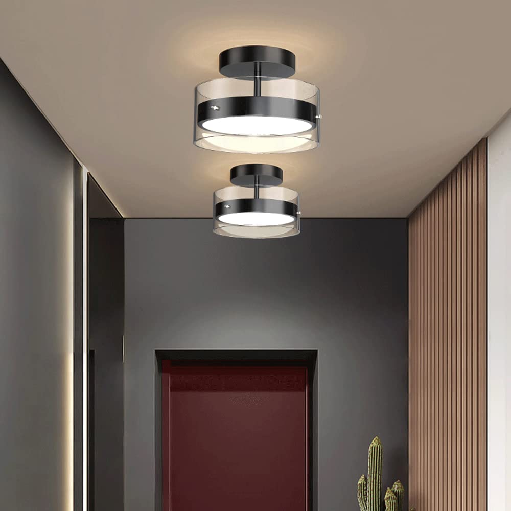 3000K LED Semi-Recessed Ceiling Light Fixture with Glass Shade - Warm White Close-to-Ceiling Lighting for Kitchen, Hallway, Bedroom, Bathroom & Farmhouse | Energy-Efficient Indoor Lighting Solution for Cozy Home Ambiance