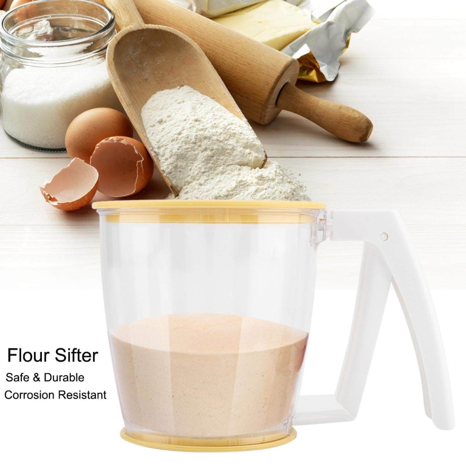 Stainless Steel Flour Sifter for Baking - Handheld Mesh Powder Sifter with Lid for Cakes, Pastry & Sugar | Ergonomic Hand Press Design Kitchen Tool | Perfect for Home Bakers & Professional Chefs