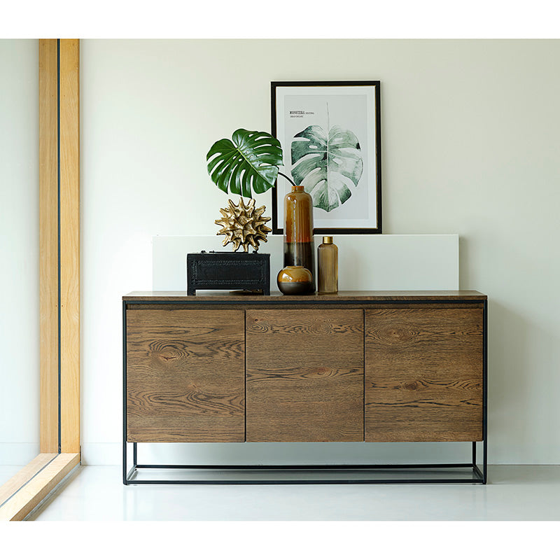 RIVOLI Sideboard Buffet Cabinet 61 Inch - Modern Smoked Oak & Black Finish - Perfect for Dining Room Storage, Living Room Organization, and Entryway Decor