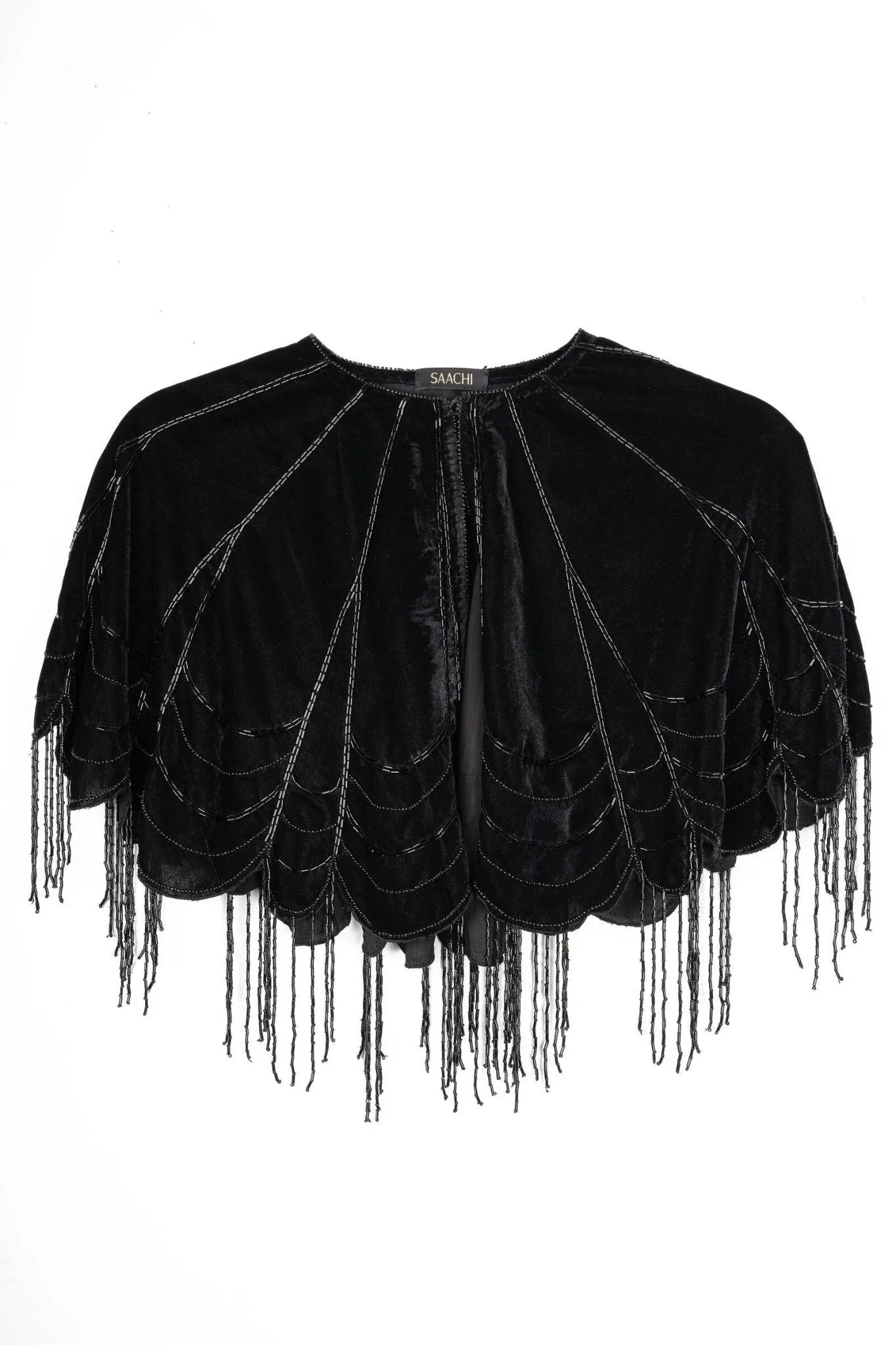 Elegant Scallop Embellished Velvet Capelet Shawl for Women - Perfect for Weddings, Evening Parties & Special Occasions