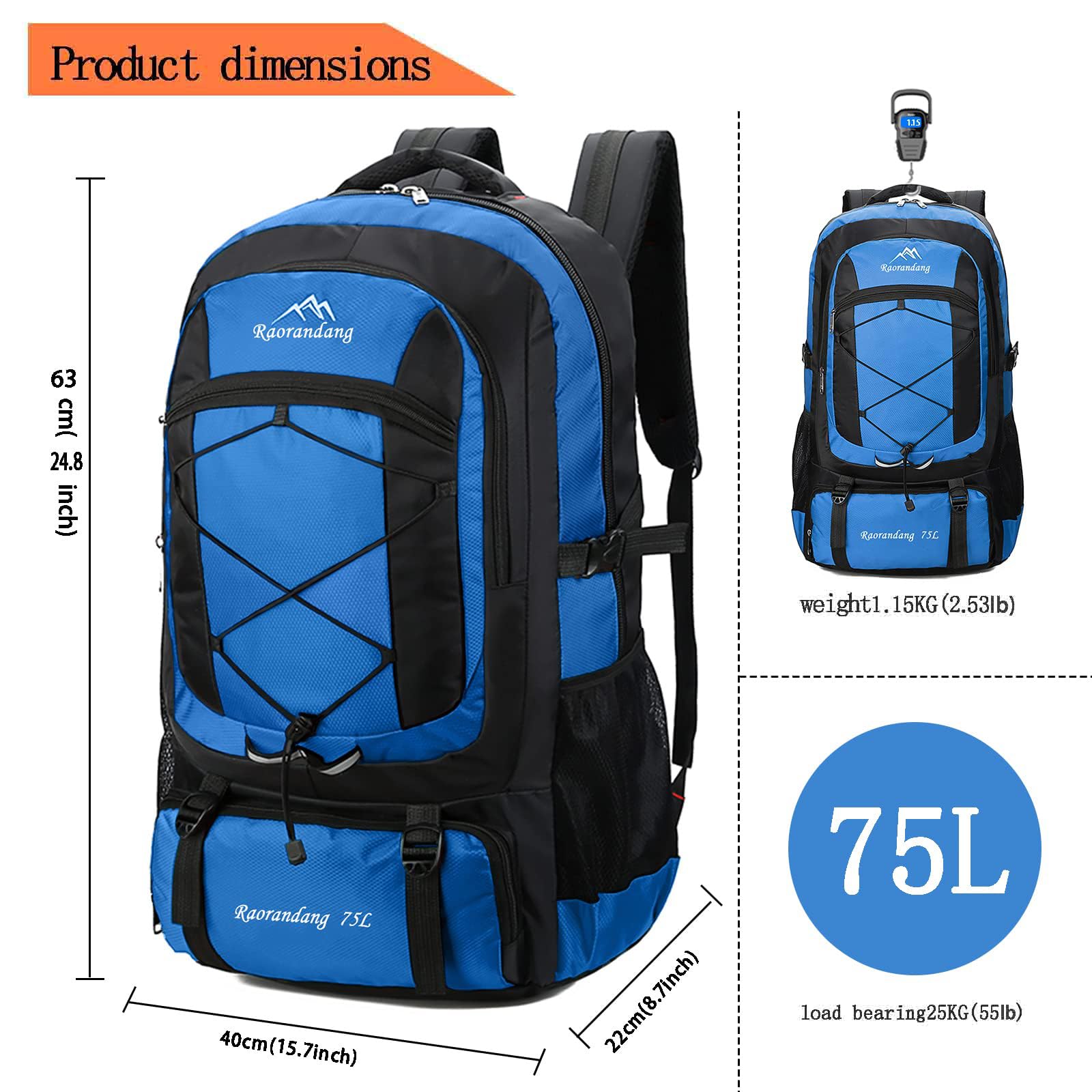 **75L Waterproof Lightweight Hiking Backpack - Durable Large Capacity Travel Backpack for Camping, Trekking & Outdoor Adventures**