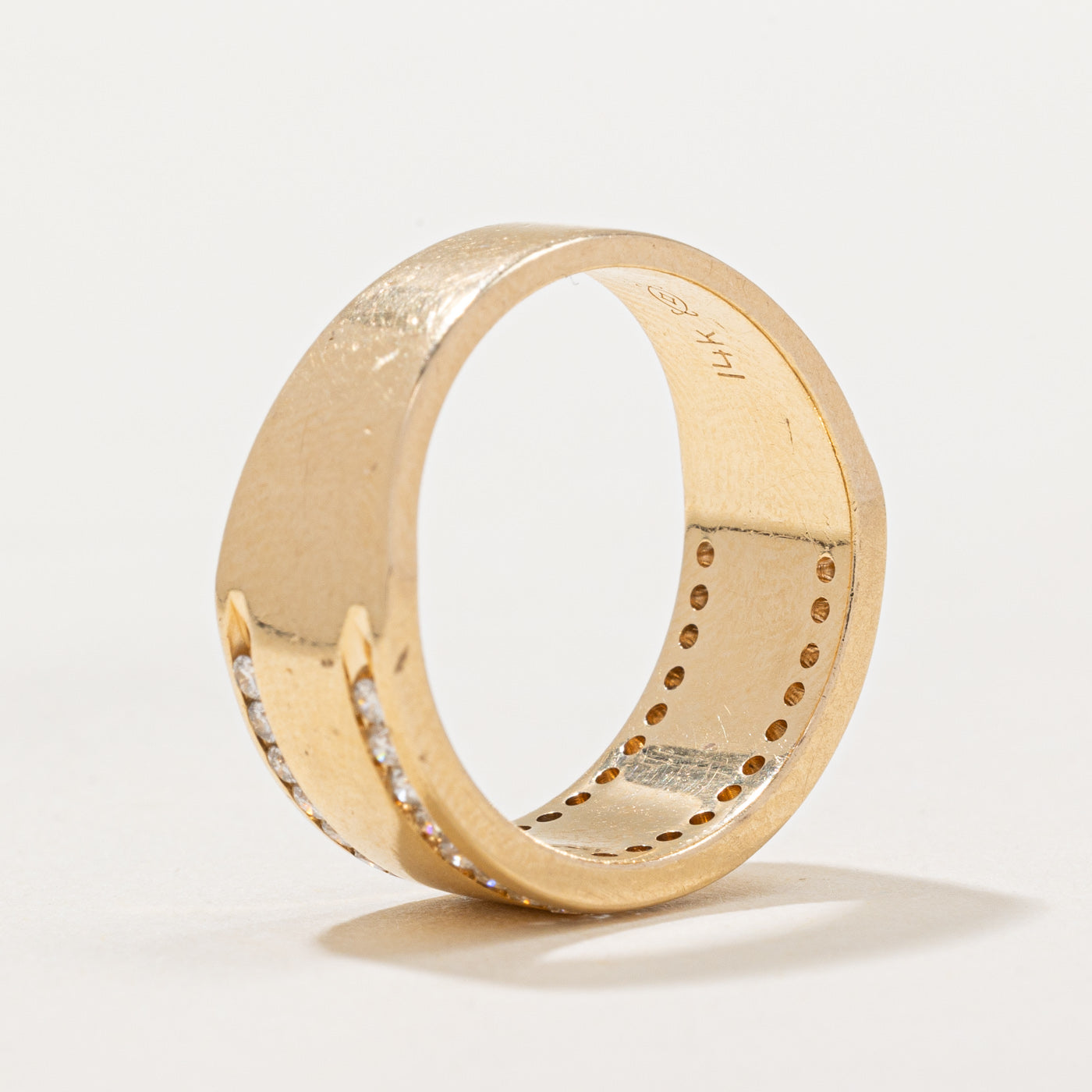 0.42ctw Diamond Edged Cigar Band Ring - Size 6.5 - Elegant Wedding Band, Anniversary Gift & Luxury Jewelry for Men & Women