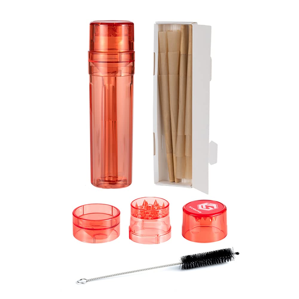 Premium Portable Herb Grinder & Pre-Roll Cone Loader Kit - All-in-One Spice Crusher with 12 Free Rolling Cones - Perfect for Rolling Perfect Joints at Home or On-the-Go