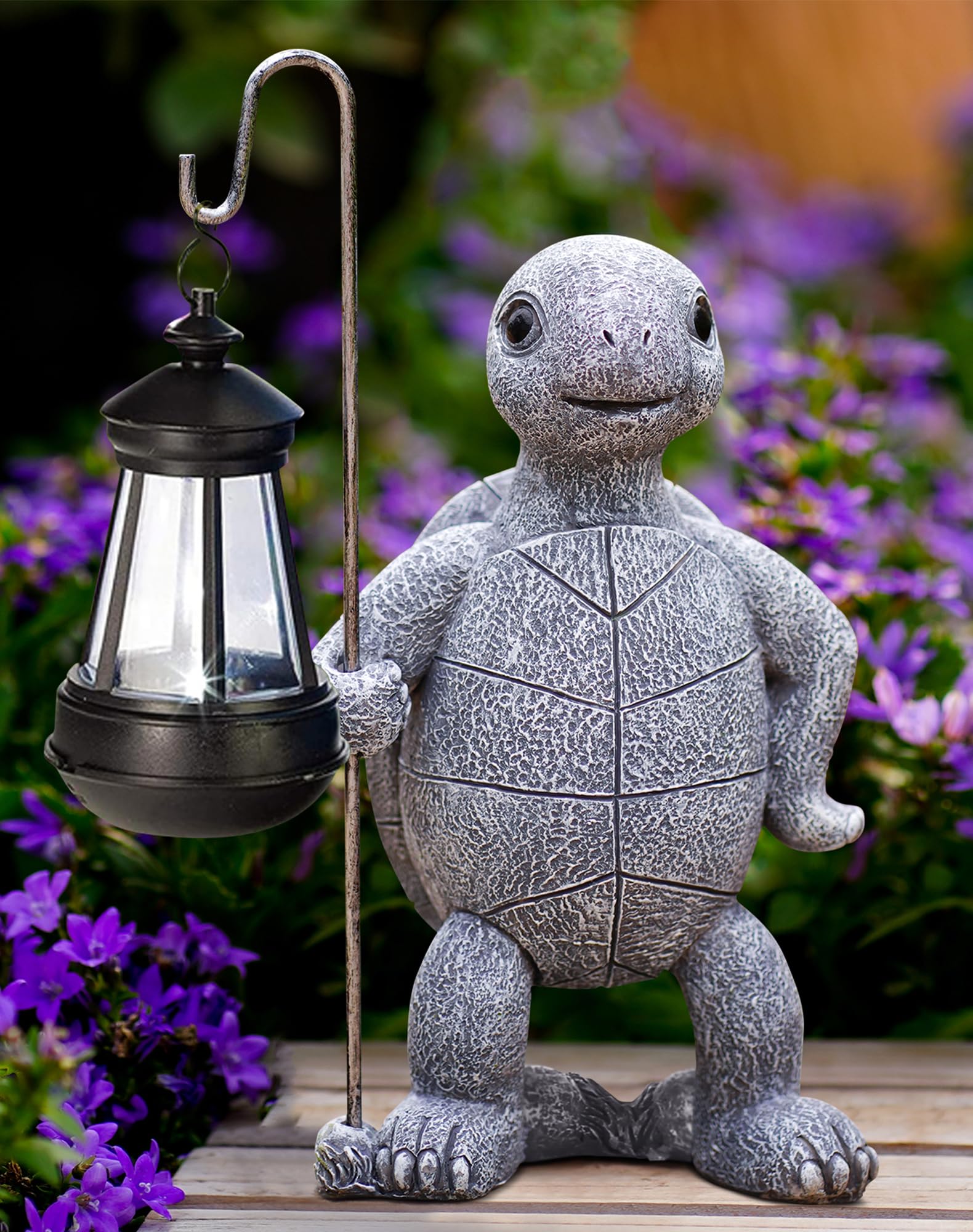 Solar-Powered Turtle Garden Statue with LED Lantern - Outdoor Decor for Yard, Patio, Balcony & Lawn - Unique Gardening Gift for Mom & Grandma - Perfect for Nighttime Ambience & Landscape Accents