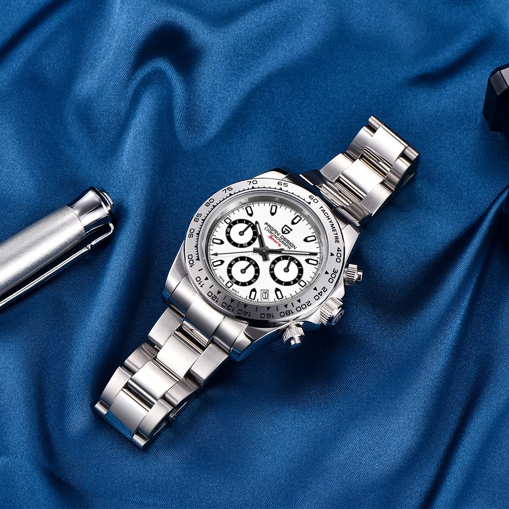 Pagani Design Men's Luxury Chronograph Watch - Stainless Steel, Japanese VK63 Quartz Movement, 100m Waterproof - Perfect for Business, Formal & Casual Wear