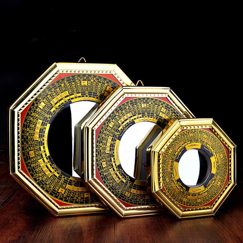 Authentic Chinese Feng Shui Convex Bagua Mirror - Handcrafted Wooden Feng Shui Ba Gua Mirror for Home Protection (Small Size) | Perfect for Home, Office & Front Door to Ward Off Negative Energy