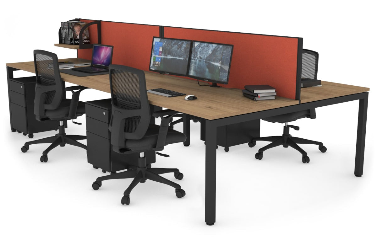 4-Person Office Workstation with Quadro Square Legs - 1800L x 800W Desk with Cable Management Scallop | Perfect for Collaborative Workspaces & Open Office Environments