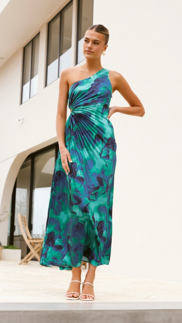Laken Maxi Dress - Green Floral Print Women's Summer Dress for Beach, Vacation & Casual Wear