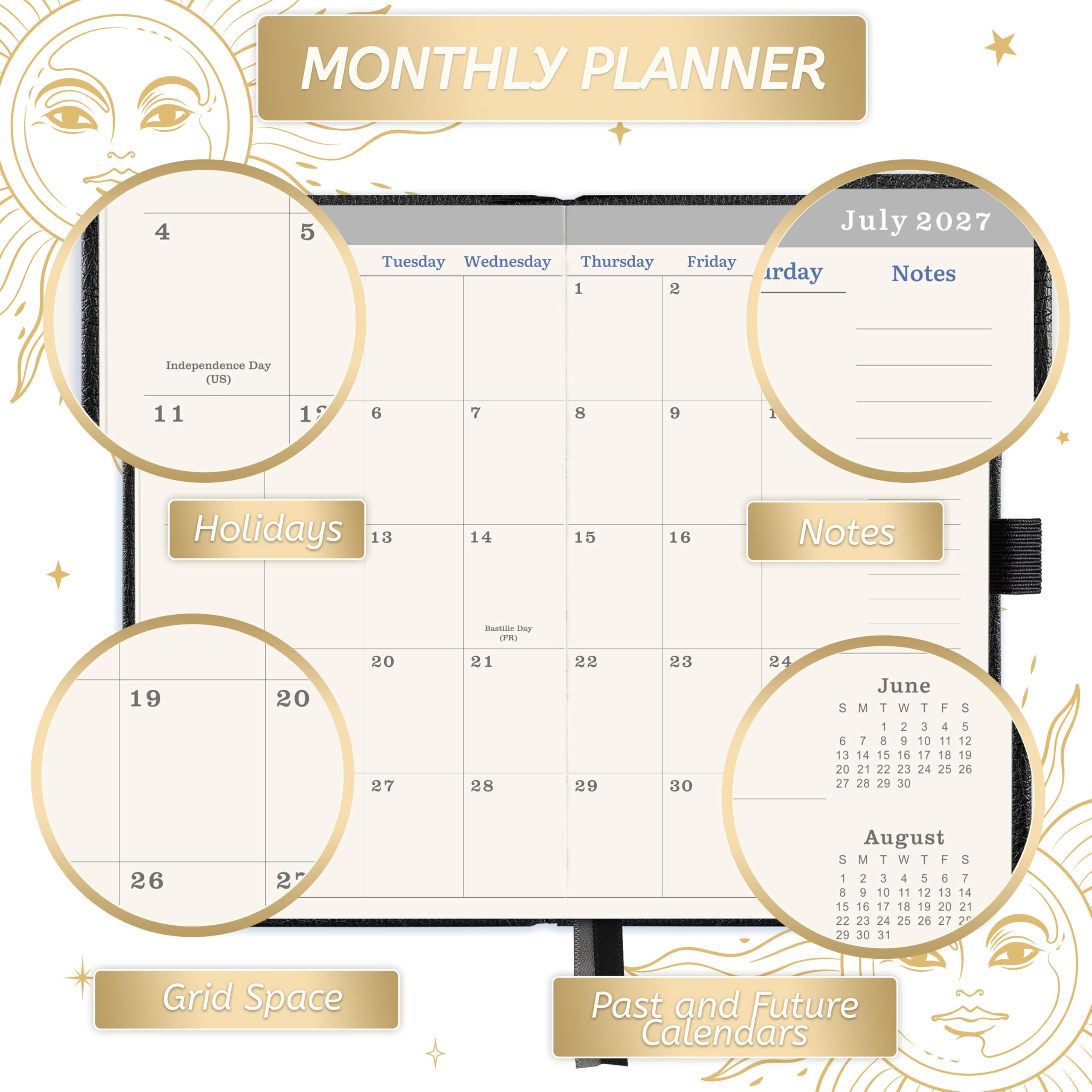 2025-2028 36-Month Pocket Planner - 3 Year Monthly Calendar with 60 Notes Pages, Contacts & Holidays (July 2025 - June 2028) | 6.2