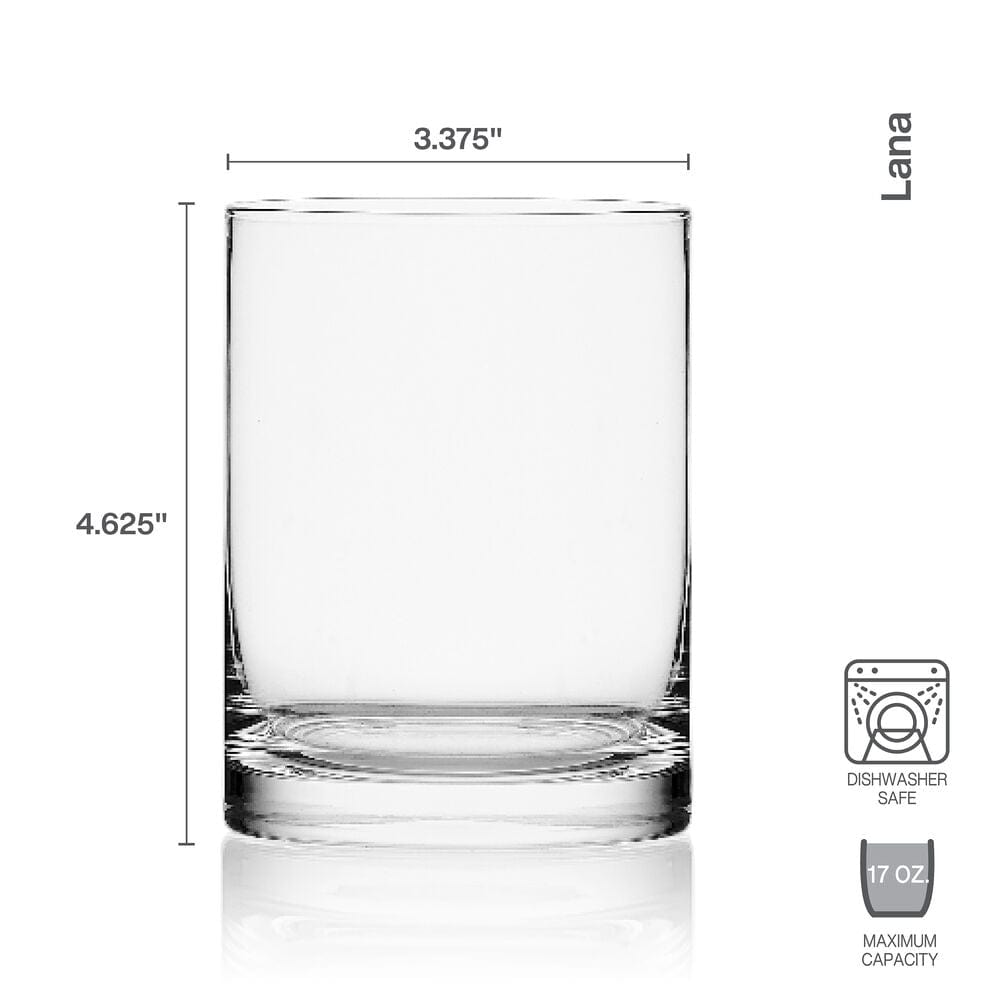 Premium Lana Set of 4 Double Old Fashioned Whiskey Glasses - Heavy Base Crystal Clear Drinking Glasses for Bourbon, Scotch & Cocktails - Perfect for Home Bars, Gifts & Entertaining