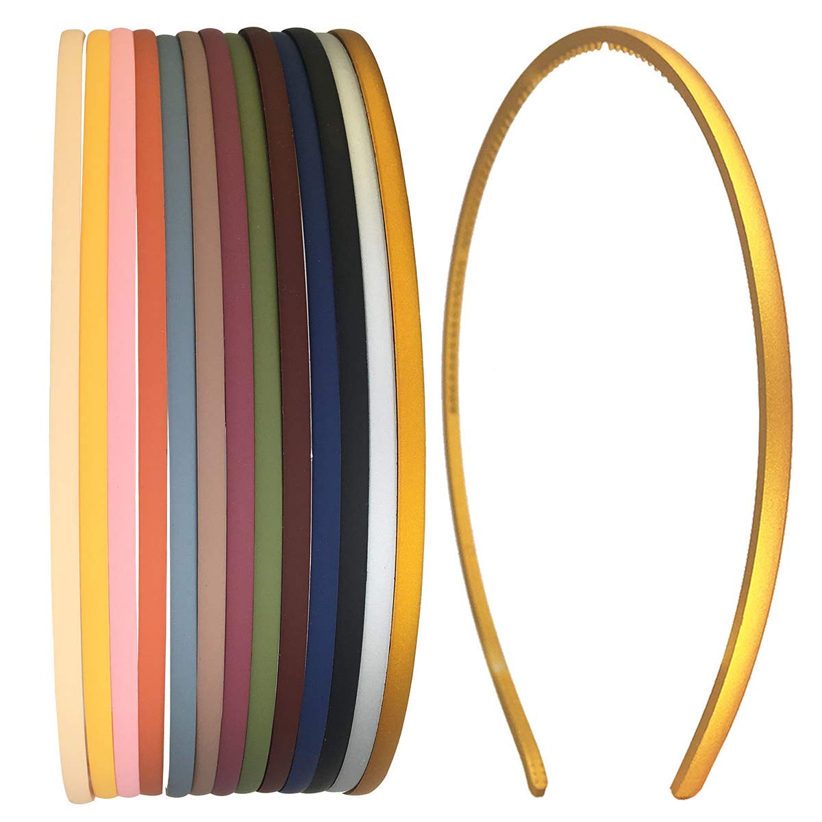 13pcs 4mm Thin Headbands for Women & Girls - Plastic Skinny Hair Bands with Teeth - Non-Slip Hair Hoops for Sports, Workouts, Yoga & Everyday Wear