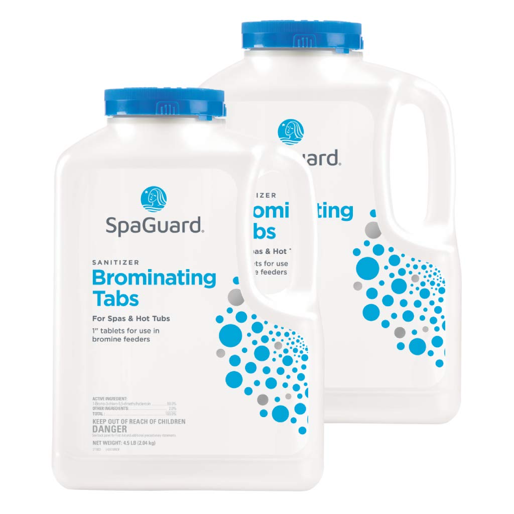 SpaGuard Brominating Tablets for Hot Tubs & Spas - 4.5 lb (2 Pack) - Chlorine-Free Water Treatment, Pool Maintenance, Sanitizer for Clean & Clear Water - Perfect for Home Spa, Swimming Pool, and Jacuzzi Care