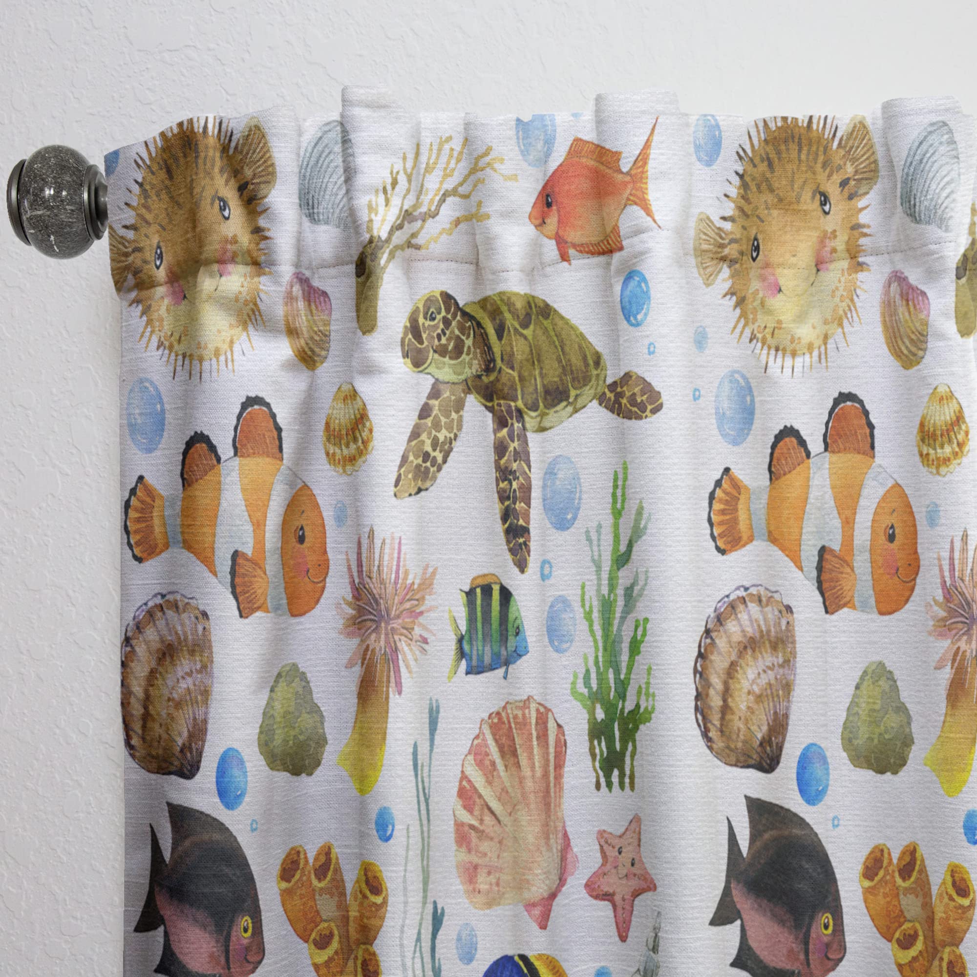 DesignQ Marine Theme Thermal Insulated Curtains - Single Panel 52x95 Inches - Blackout Drapes for Bedroom & Living Room - Perfect for Coastal Decor & Sun Protection