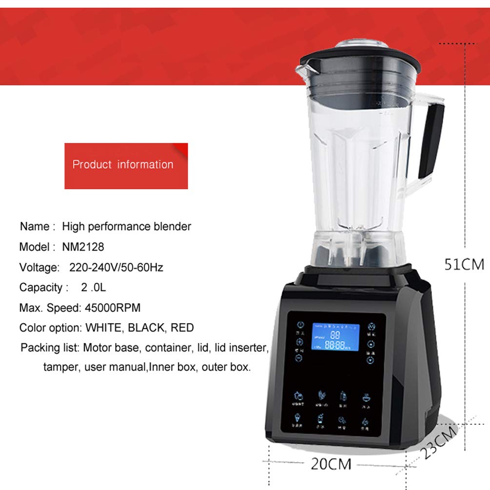 **2200W High-Speed Professional Blender for Smoothies, Juicing & Food Processing - 45000 RPM Commercial-Grade Jug Blender (Black) - Perfect for Home, Kitchen, Gym & Healthy Lifestyle**
