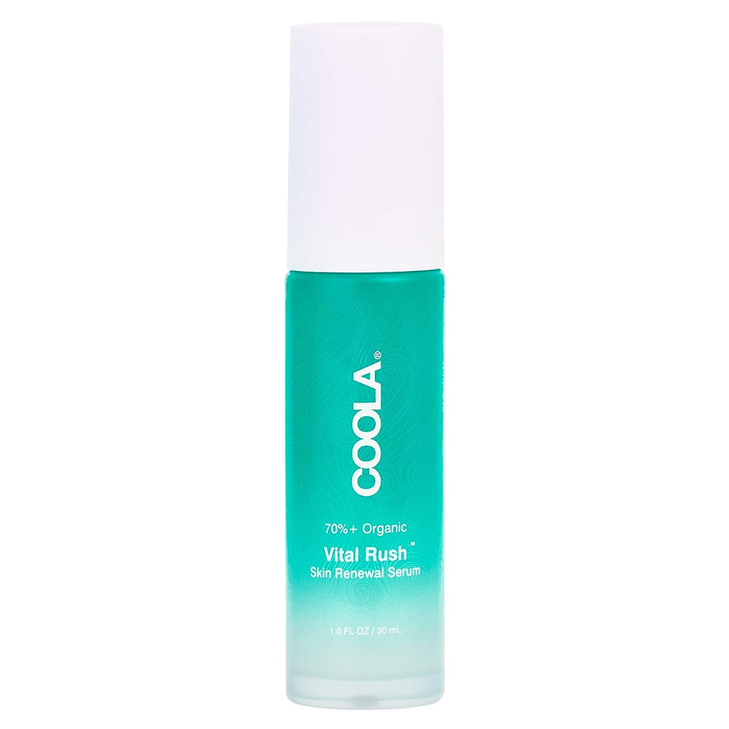 COOLA Organic Vital Rush Skin Renewal Serum - Anti-Aging Face Serum with Hyaluronic Acid & Vitamin C - Brightening & Hydrating for Glowing Skin - Perfect for Daily Skincare Routine & Nighttime Use