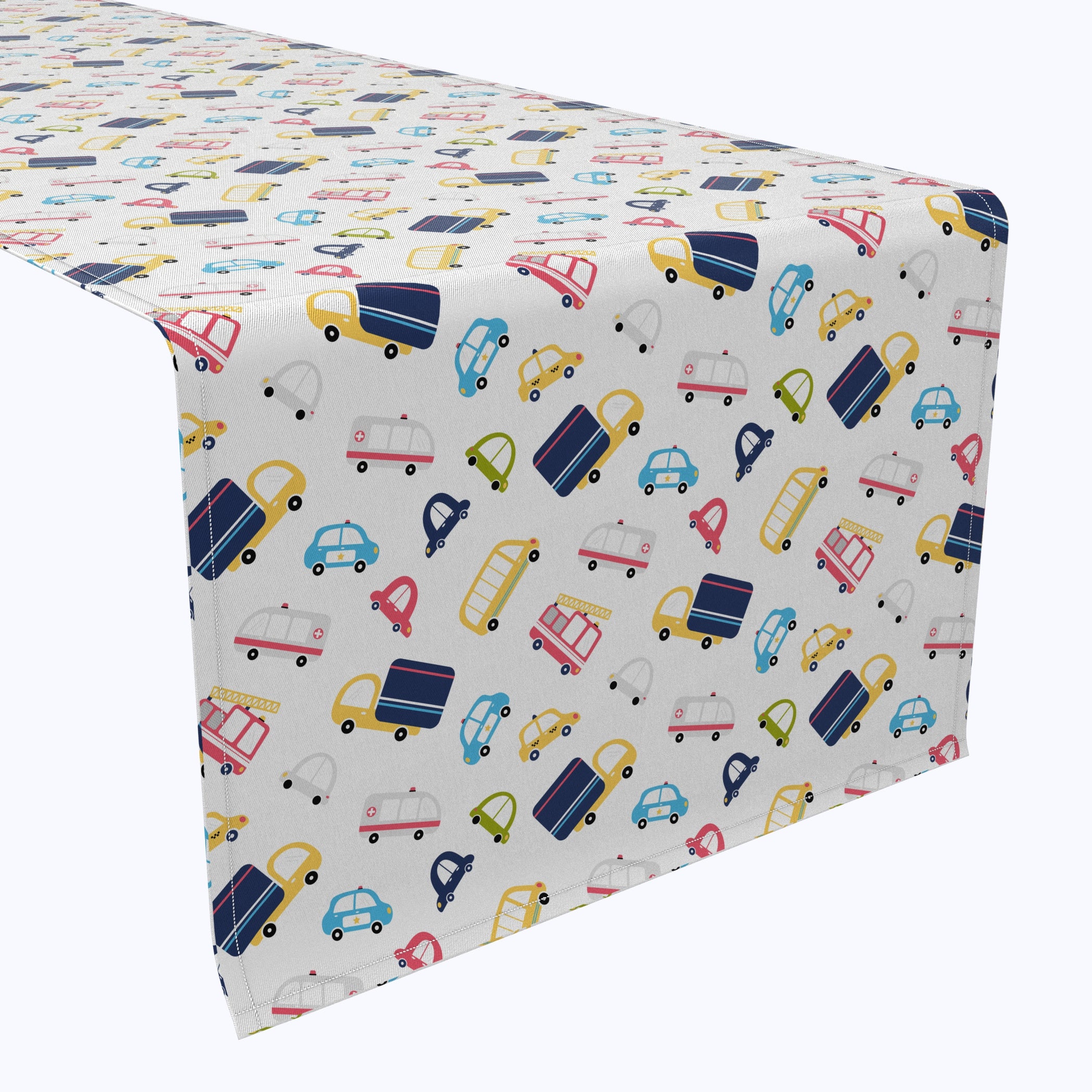 Colorful Cartoon Cars Printed Table Runner - Fun Kids Birthday Party Decor, Holiday Dining Table Cover for Home & Events