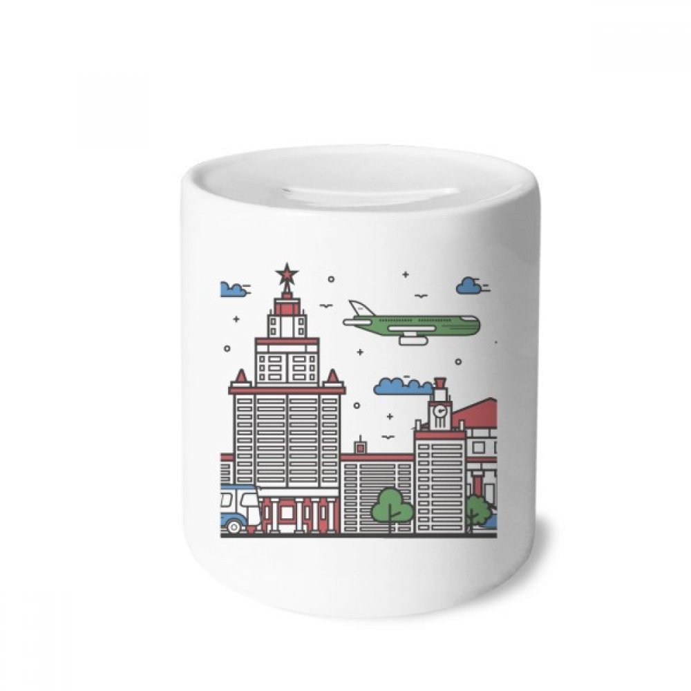 DIYthinker Russia City National Symbol Ceramic Piggy Bank - Coin Savings Box with Unique Russian Pattern, Perfect Gift for Collectors & Travel Enthusiasts | Home Decor, Office Savings, Kids Money Management