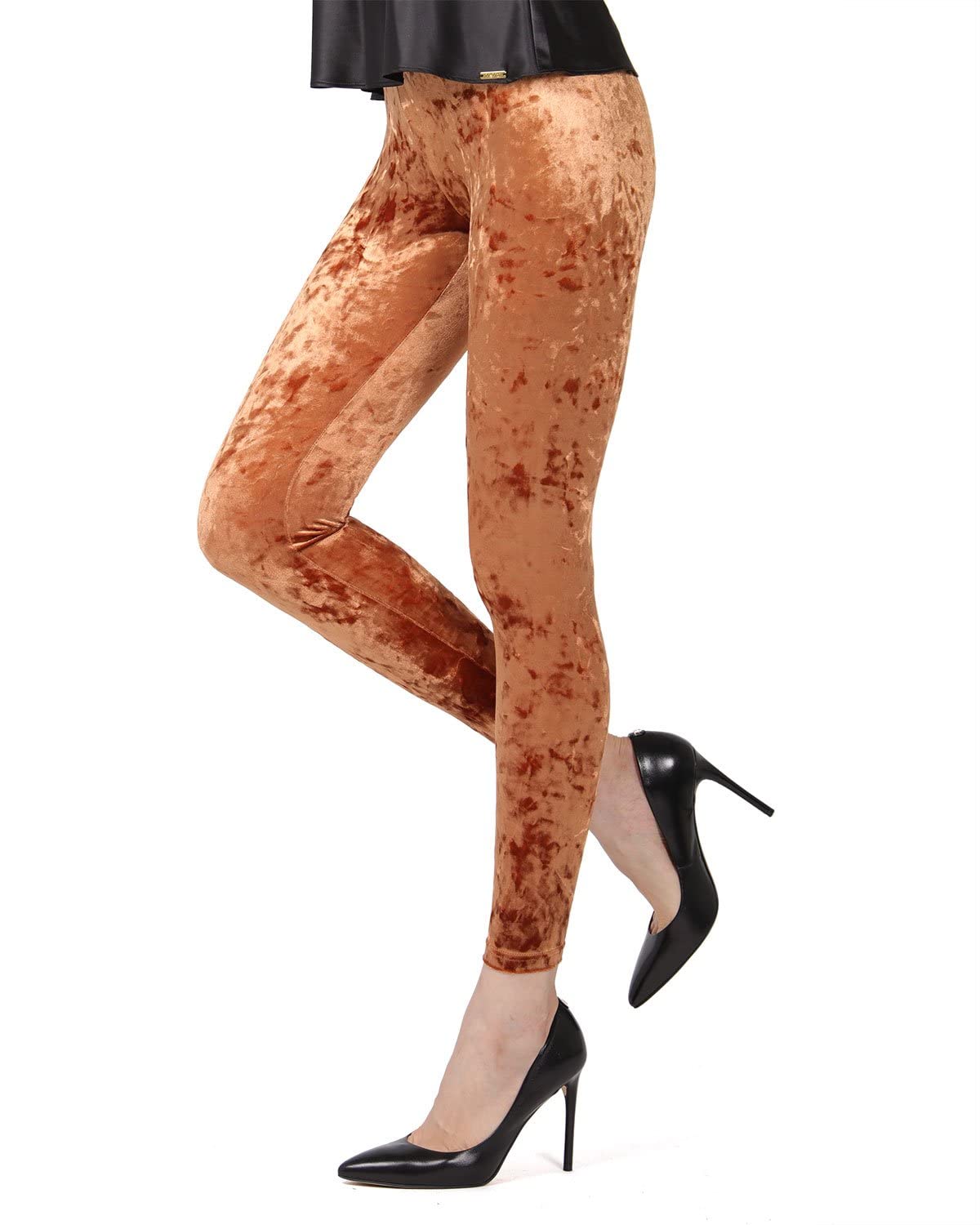 **MeMoi Crushed Velvet Stretch Leggings for Women - High Waist Soft & Comfortable Yoga Pants - Perfect for Workout, Lounge & Winter Fashion**