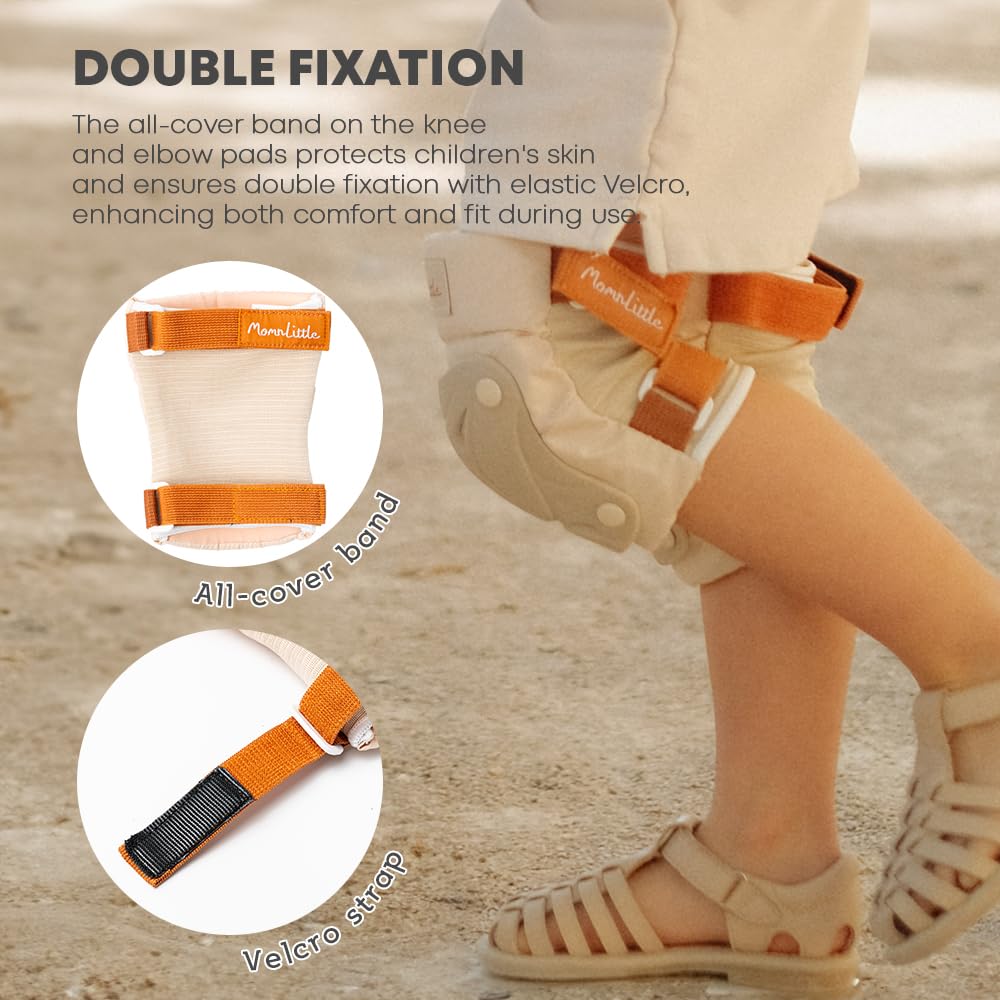 MomnLittle Kids Protective Gear Set - Knee Pads, Elbow Pads & Wrist Guards for Biking, Skateboarding, Scooter & Roller Skating - Safety Equipment for Boys & Girls - Perfect for Outdoor Sports & Playground Activities