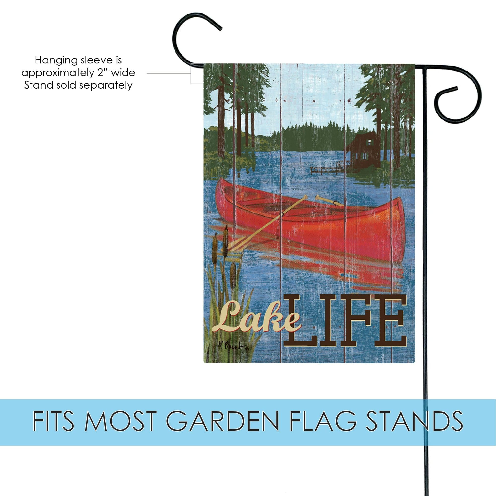 Rustic Lake Life Summer Garden Flag 12x18 Inch - Double Sided Outdoor House Canoe Yard Decoration | Perfect for Porch, Patio, and Seasonal Home Decor