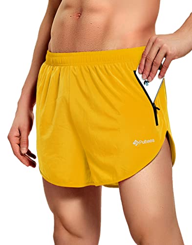 Pubaes Men's 3 Inch Running Shorts - Quick Dry Gym Workout Athletic Shorts with Liner & Zipper Pockets - Perfect for Jogging, Training & Outdoor Sports