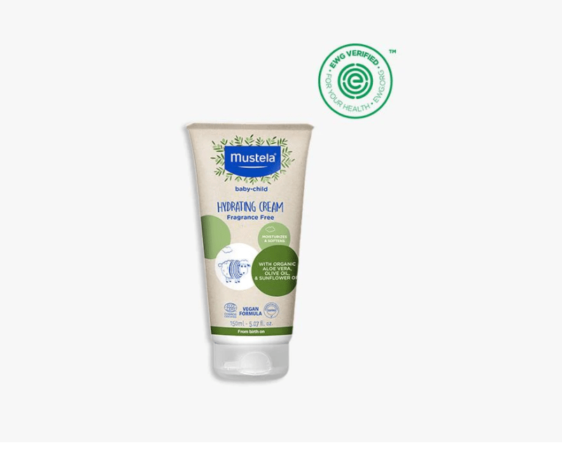 Mustela Organic Hydrating Face Cream with Olive Oil & Aloe Vera for Babies & Adults - 5.07 fl oz (150ml) - Moisturizing Skincare for Dry, Sensitive Skin - Perfect for Daily Use & Travel