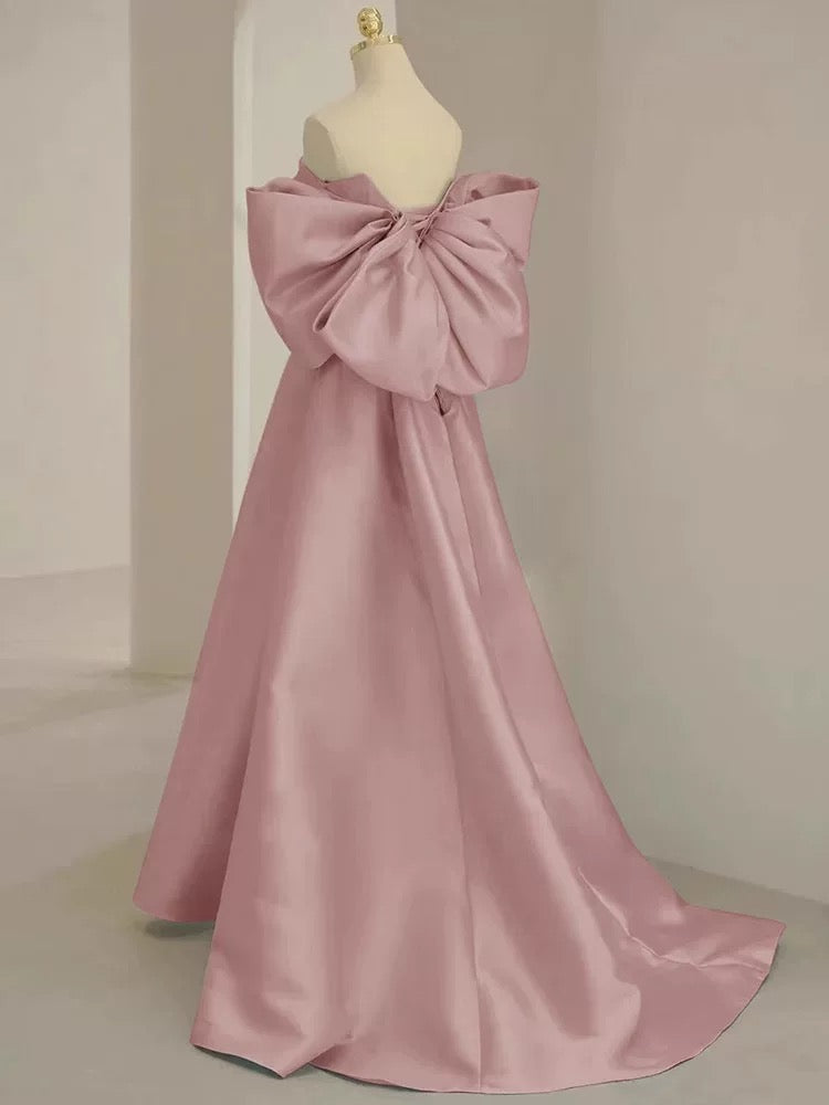 Elegant Pink A-Line Satin Long Prom Dresses for Women - Formal Evening Gowns for Homecoming, Ball, Wedding & Special Occasions
