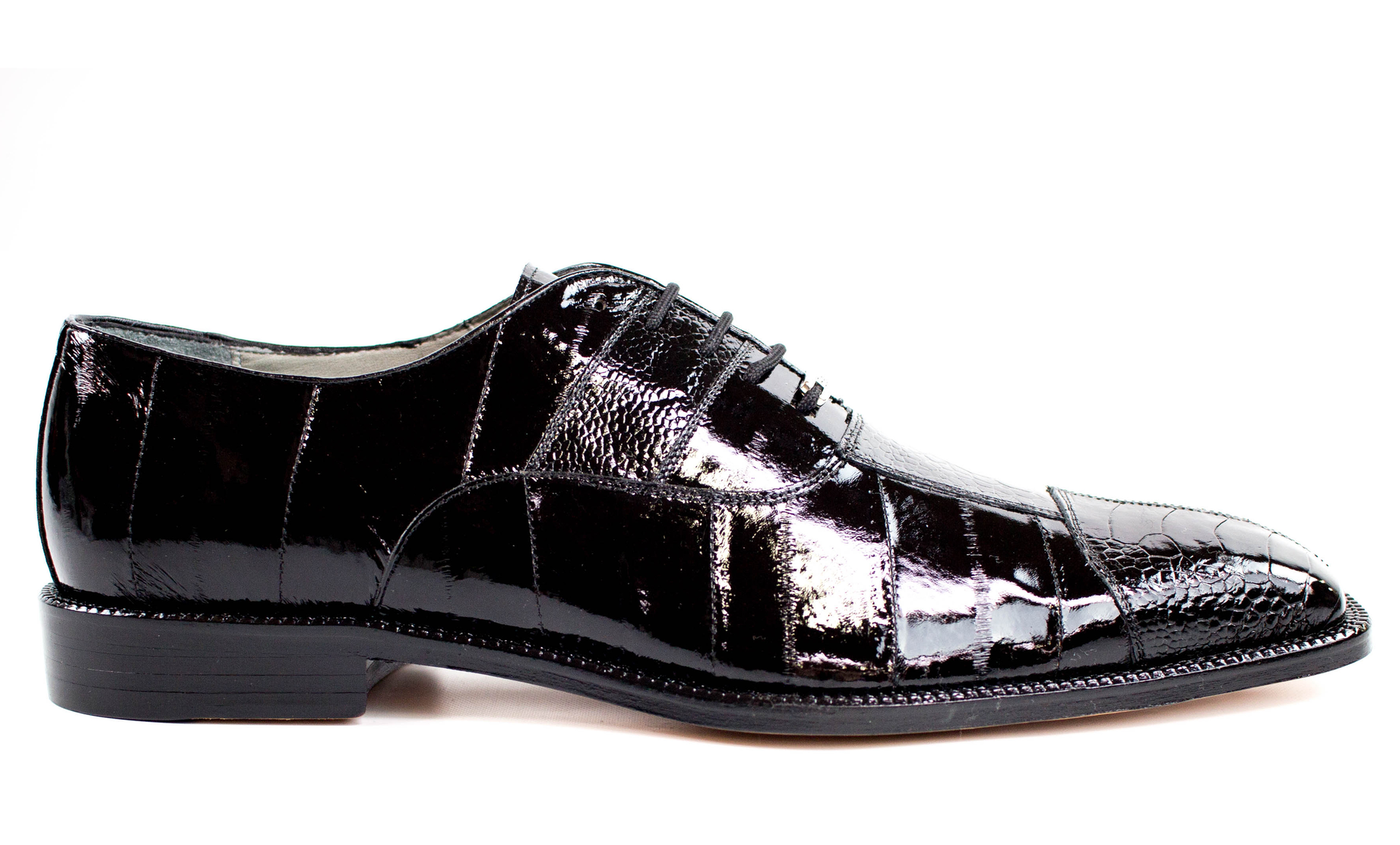 Belvedere Mare Genuine Ostrich & Eel Leather Dress Shoes for Men - Black Formal Business Shoes | Perfect for Office, Weddings & Special Occasions