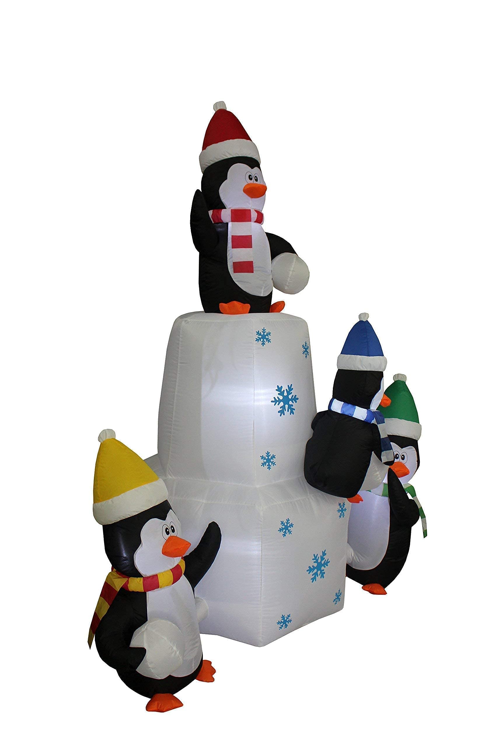 8ft Inflatable Penguin & 5ft Inflatable Snowman Christmas Decorations Bundle - Outdoor Holiday Party Decor for Yard, Garden, and Seasonal Celebrations