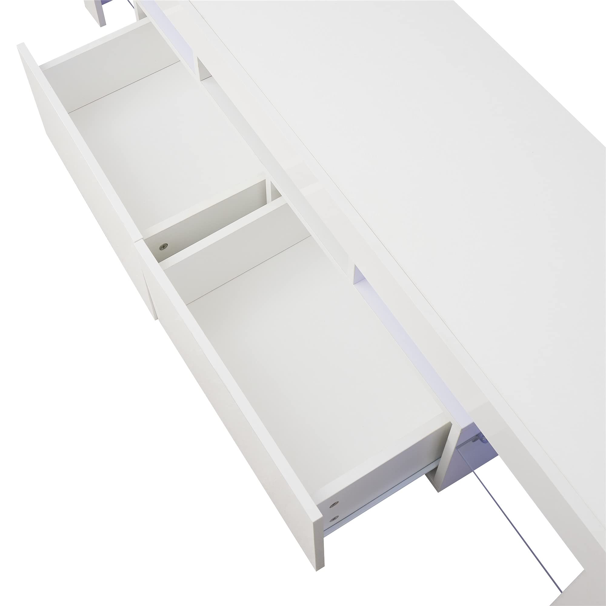 Modern White TV Stand with 20-Color LED Lighting, 3 Drawers & Open Shelves - Holds 70 Inch TV & Supports Up to 66.15 lbs - Perfect for Bedroom, Living Room & Home Theater Setup