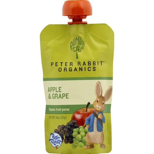 Organic Peter Rabbit Puree - Apple Grape Baby Food, 4 oz Pouch | Healthy Snack for Toddlers & On-the-Go Feeding
