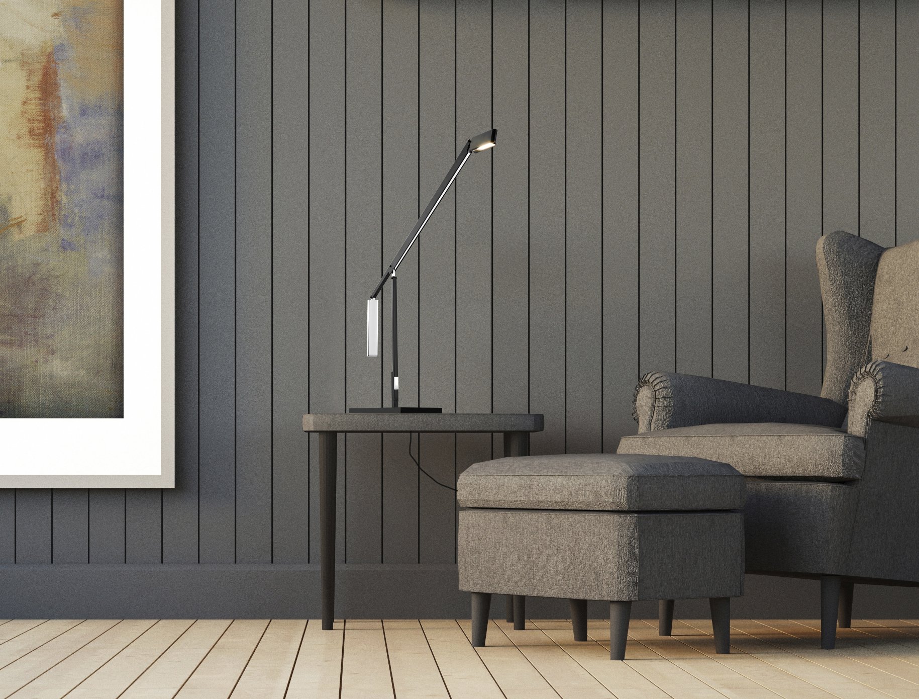 ADS360 AD9141-22 Lazzaro Modern LED Floor Lamp in Black/Gray - Perfect for Living Room, Bedroom & Office Lighting