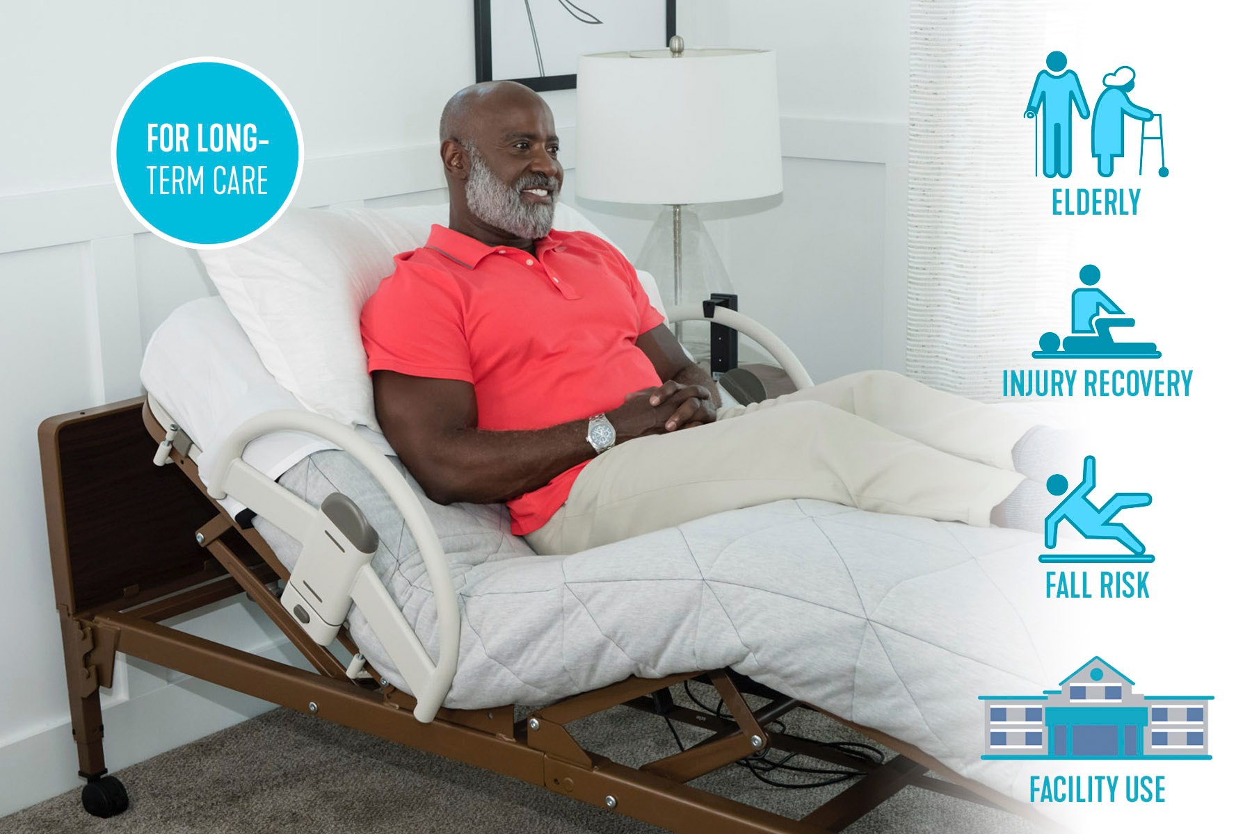 EZ Click LTC Bed Handle - Adjustable Assist Rail for Elderly & Disabled - Home Safety Mobility Aid for Getting In/Out of Bed - Ideal for Seniors, Post-Surgery Recovery & Home Care Use