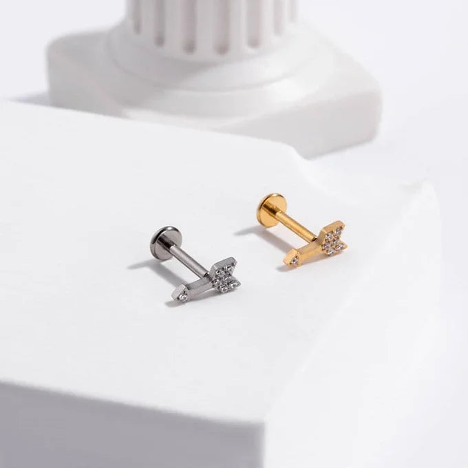 16G Cartilage Titanium Earrings - Snowflake & Arrow Stud Earrings for Women | Hypoallergenic Body Jewelry | Perfect for Piercing, Daily Wear & Gift Giving | HSPJ543