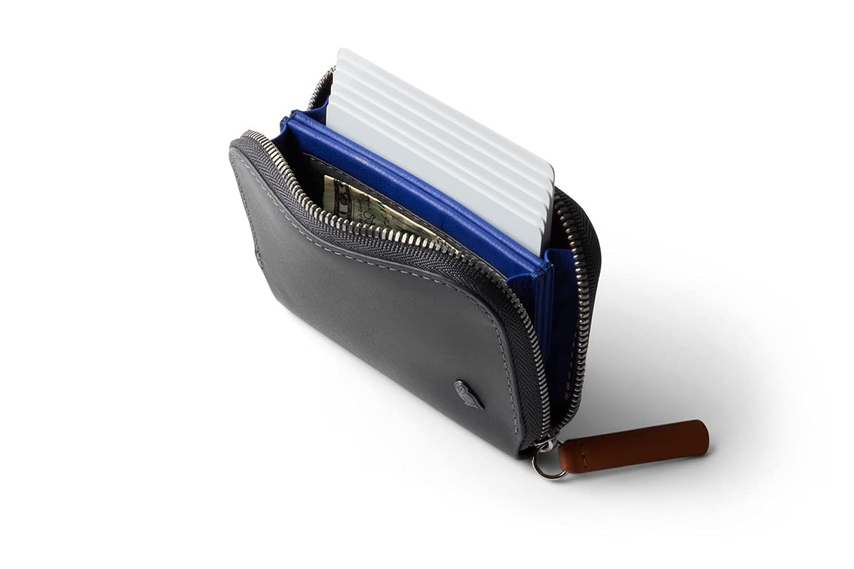 Bellroy Folio Mini Slim Wallet with RFID Protection & Coin Pouch – Premium Leather Card Holder for Men & Women – Charcoal Cobalt – Perfect for Travel, Business & Everyday Carry