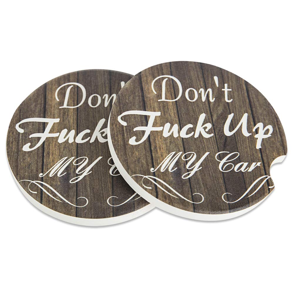 Absorbent Ceramic Car Cup Holder Coasters (2-Pack) - 2.56