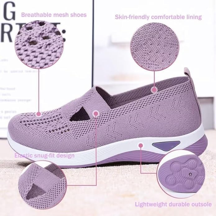 Grishay Women's Orthopedic Walking Shoes - Breathable Woven Soft Sole Slip-On Sneakers & Clogs for Diabetic Foot Care - Perfect for Casual Wear, Work, and Daily Comfort