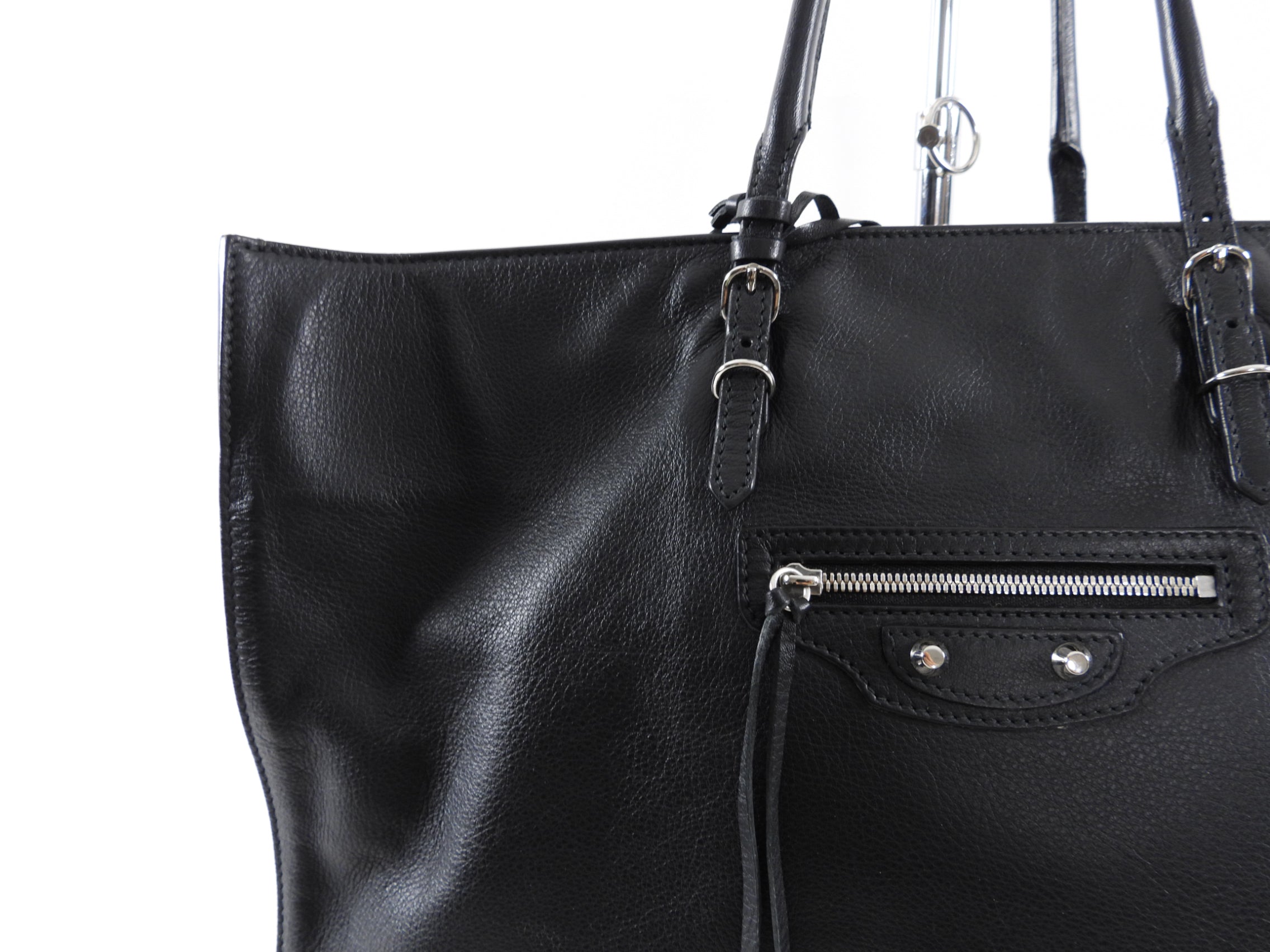 Balenciaga Large Black Leather A4 Tote Bag for Women - Stylish Work Bag, Laptop Bag & Travel Handbag for Office, Business & Daily Use