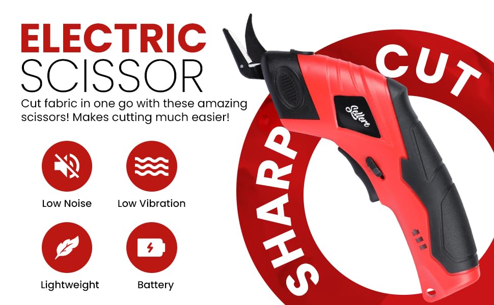 Cordless Electric Cutter - Heavy Duty Scissors for Cardboard, Fabric, Paper, Carpet Cutting - Portable with Carrying Case - Perfect for DIY Crafts, Packaging, Home Improvement & Office Use