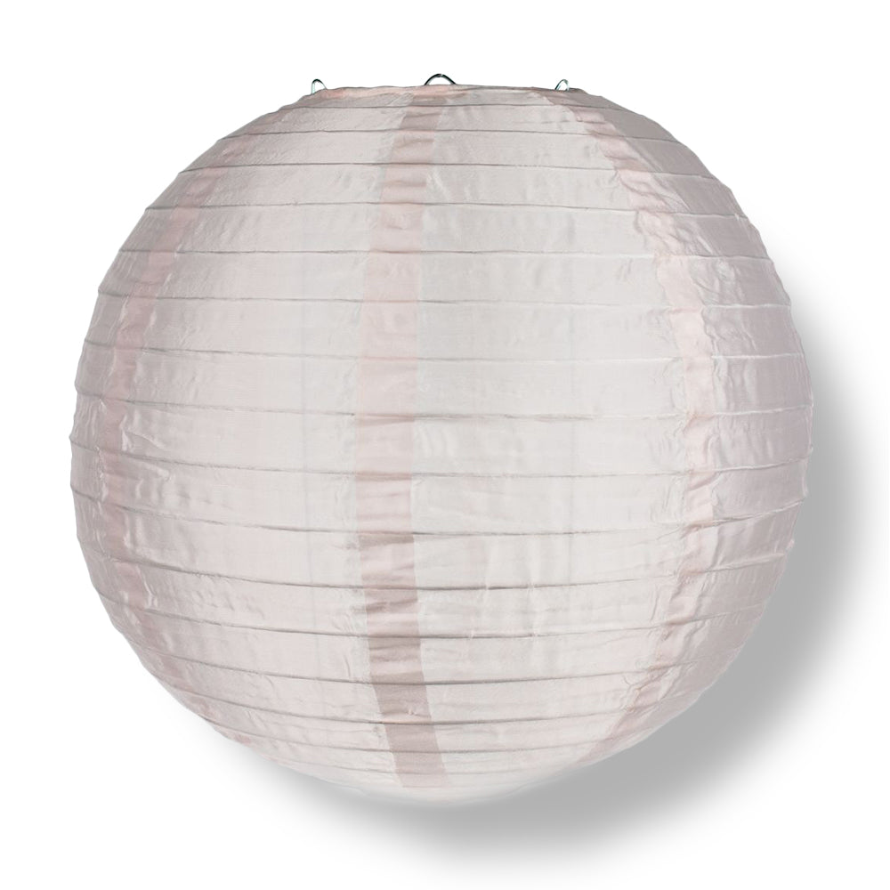 10 Pack Rose Quartz Pink Round Shimmering Nylon Lanterns with Even Ribbing - Elegant Hanging Decor for Weddings, Baby Showers & Home Parties (String Lights Sold Separately)