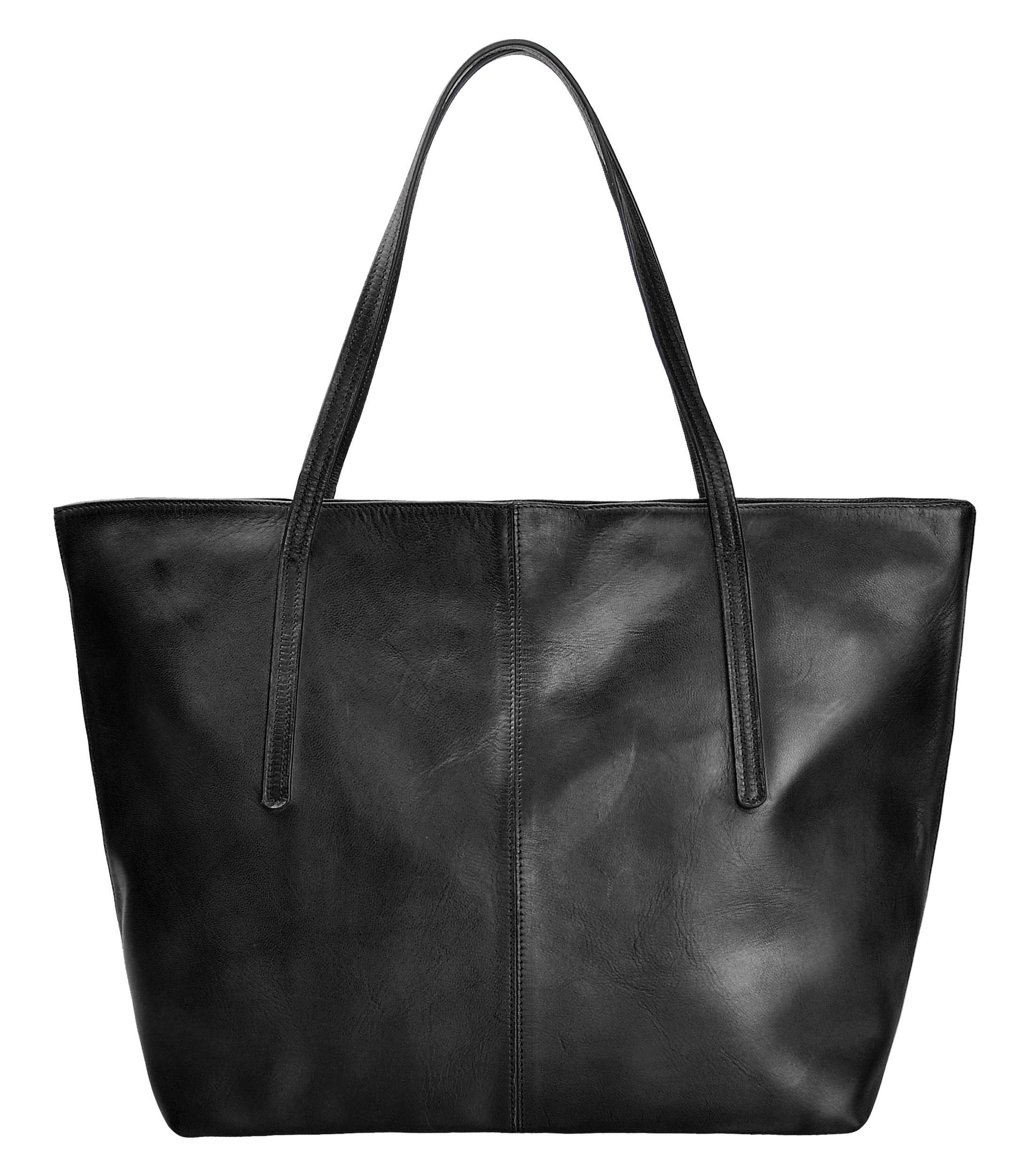 Vintage Dip Dye Leather Tote Bag for Women - Large Zippered Shoulder Handbag Purse - Perfect for Work, Travel & Everyday Use