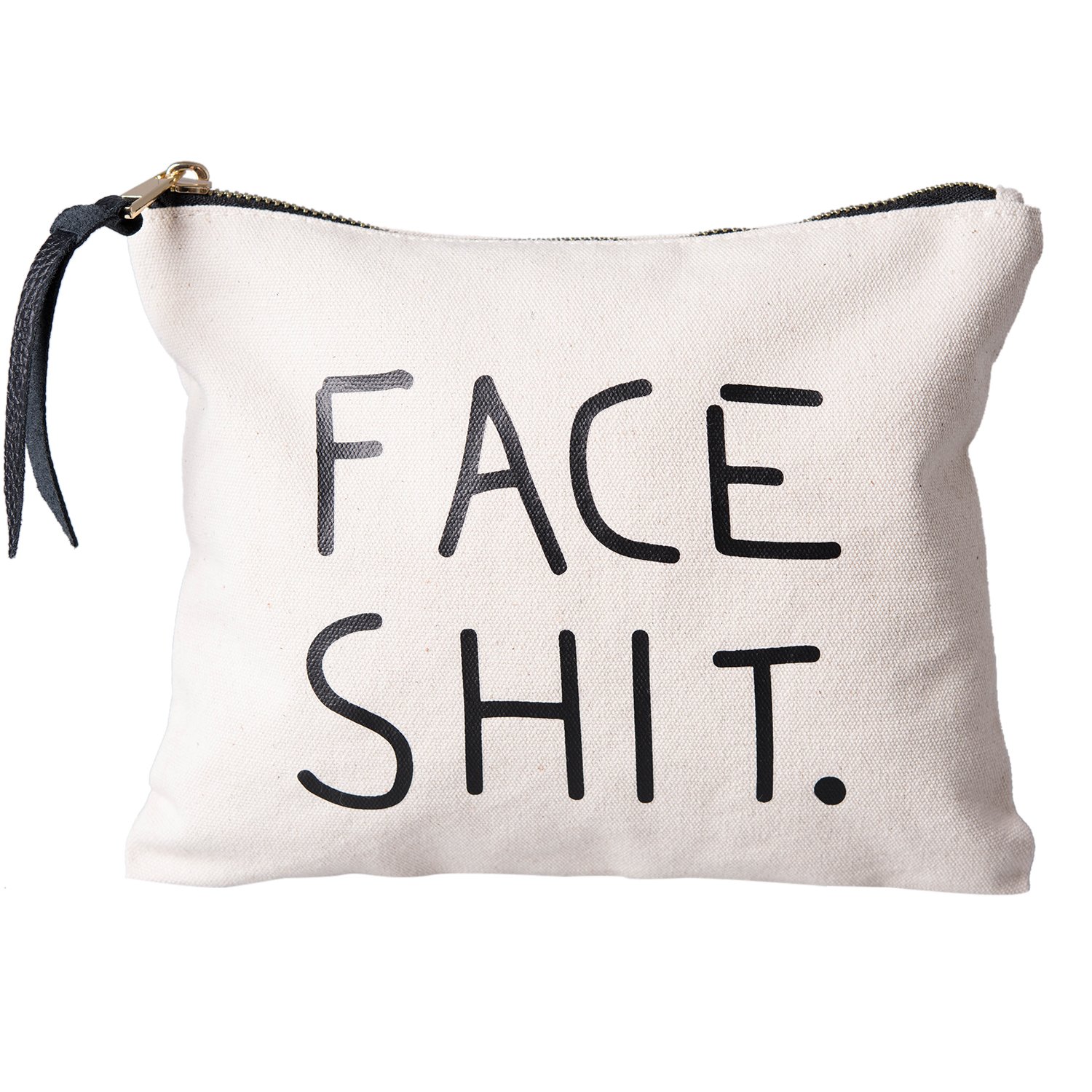 Soft Cotton Canvas Makeup Bag with Brush Pocket - Printed Roomy Cosmetic Pouch for Travel & Daily Use - Durable Zippered Toiletry Organizer for Lipstick, Pins & Gadgets (White & Black) - Perfect for Home, Office & Vacation Essentials