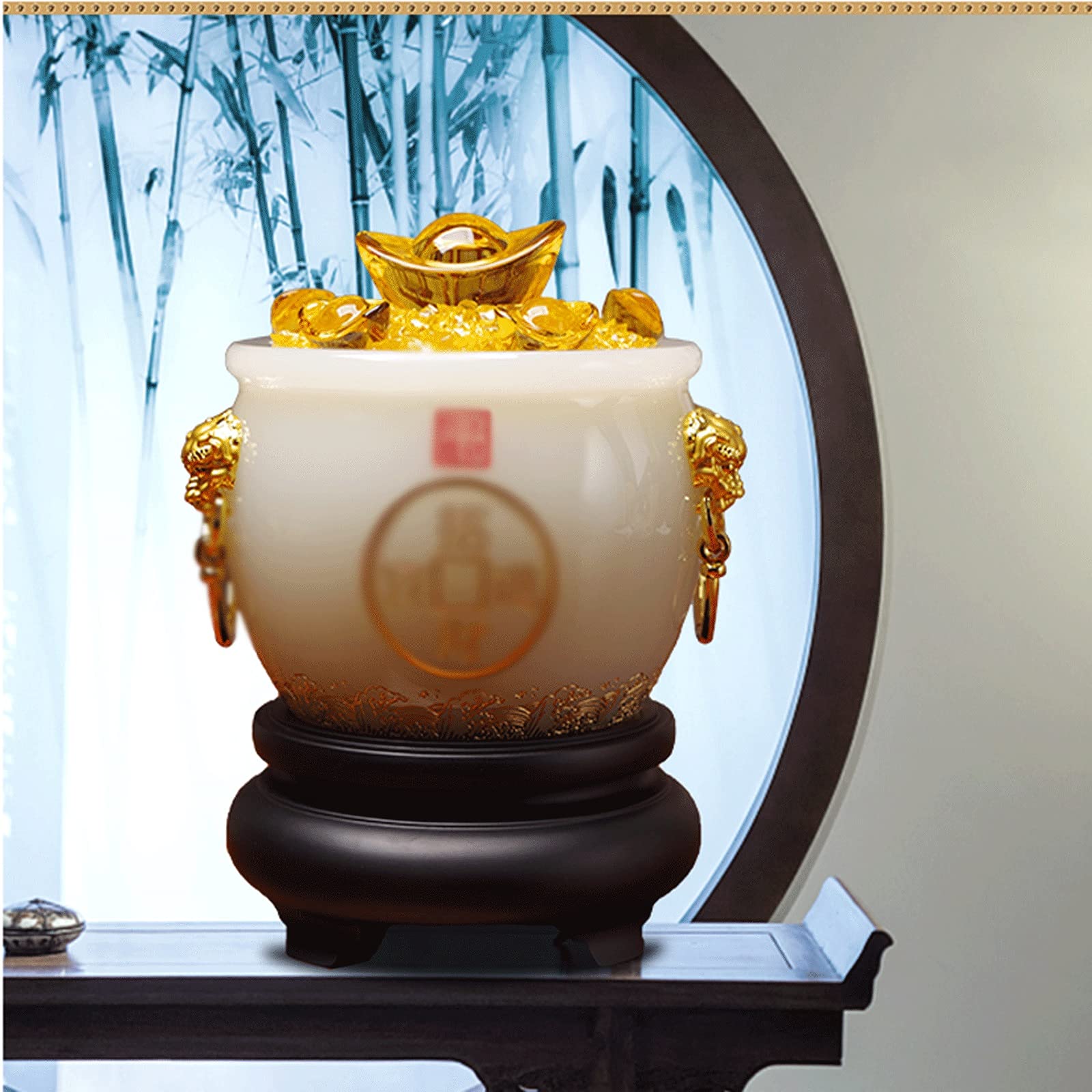 Feng Shui Golden Ingot Statue - Wealth & Prosperity Figurine for Home & Office Decor | Feng Shui Treasure for Good Luck & Abundance | Perfect for Living Room, Desk, or Gift