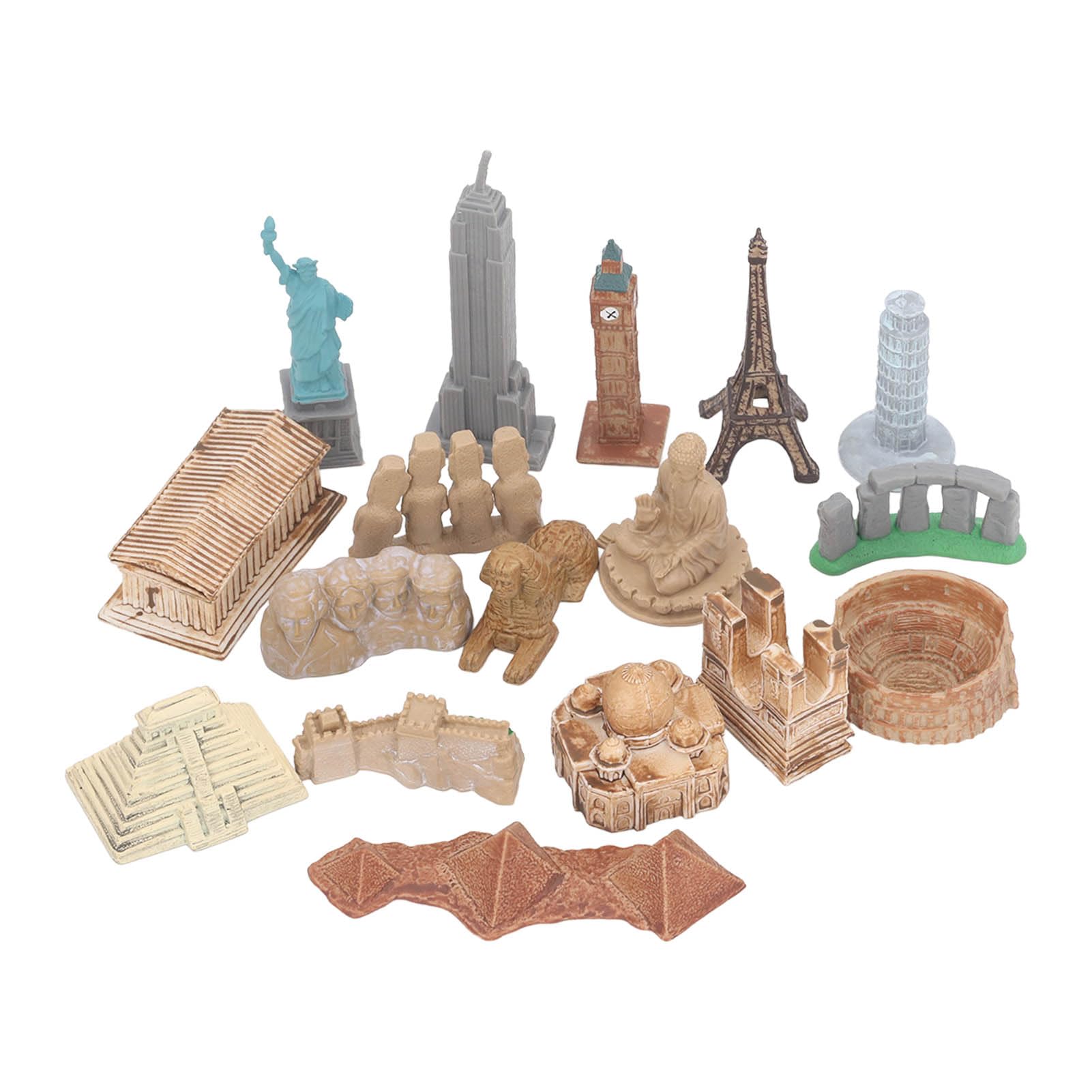 17PCS Miniature Ancient Buildings Model Kit - Worldwide Landmarks Collection with Egyptian Pyramid - Educational Toys for Kids & Adults - Perfect for Home Decor, School Projects & Collectibles