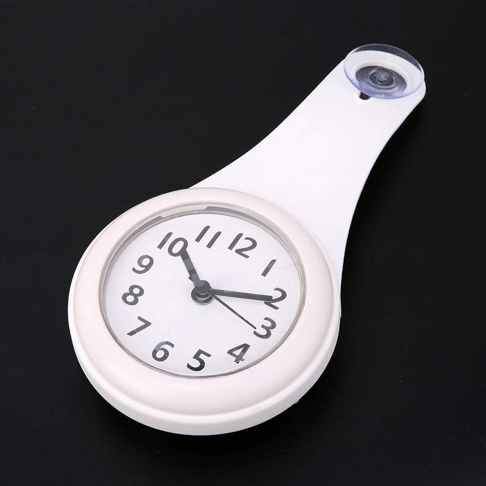 Waterproof Digital Bathroom Clock with Sucker - for Bath, Kitchen, Bedroom (White)