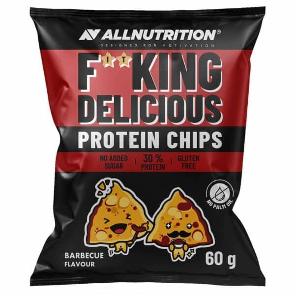 Allnutrition Fitking Delicious Protein Chips Barbecue Flavor 60g - High Protein Low Carb Keto Snacks for Weight Loss & Muscle Building - Perfect for Gym, Hiking & Healthy On-the-Go Lifestyle