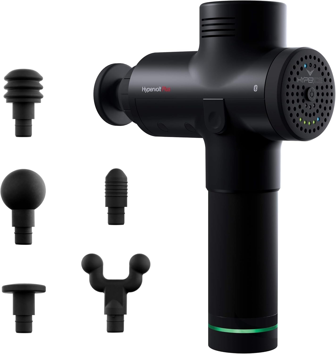 Hypervolt Plus Percussion Massage Gun with Quiet Glide Technology - 3 Speed Levels & 5 Interchangeable Heads for Muscle Recovery - Bluetooth Enabled Deep Tissue Massager for Athletes, Gym Workouts & Post-Exercise Pain Relief