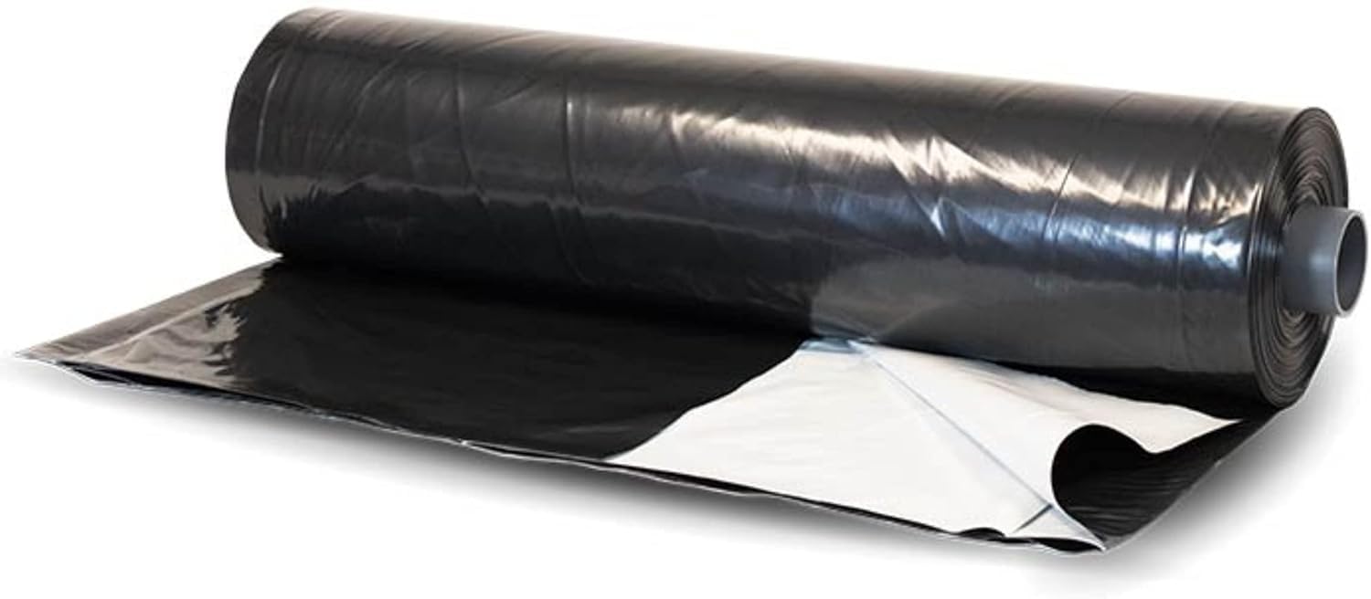 VBS Panda Film Light Deprivation Greenhouse Cover - 6 mil 100% Blackout Tarp - Black & White Plastic Sheeting for Greenhouses - 32' x 25' Poly Film - Perfect for Indoor Growing, Hydroponics & Light Control