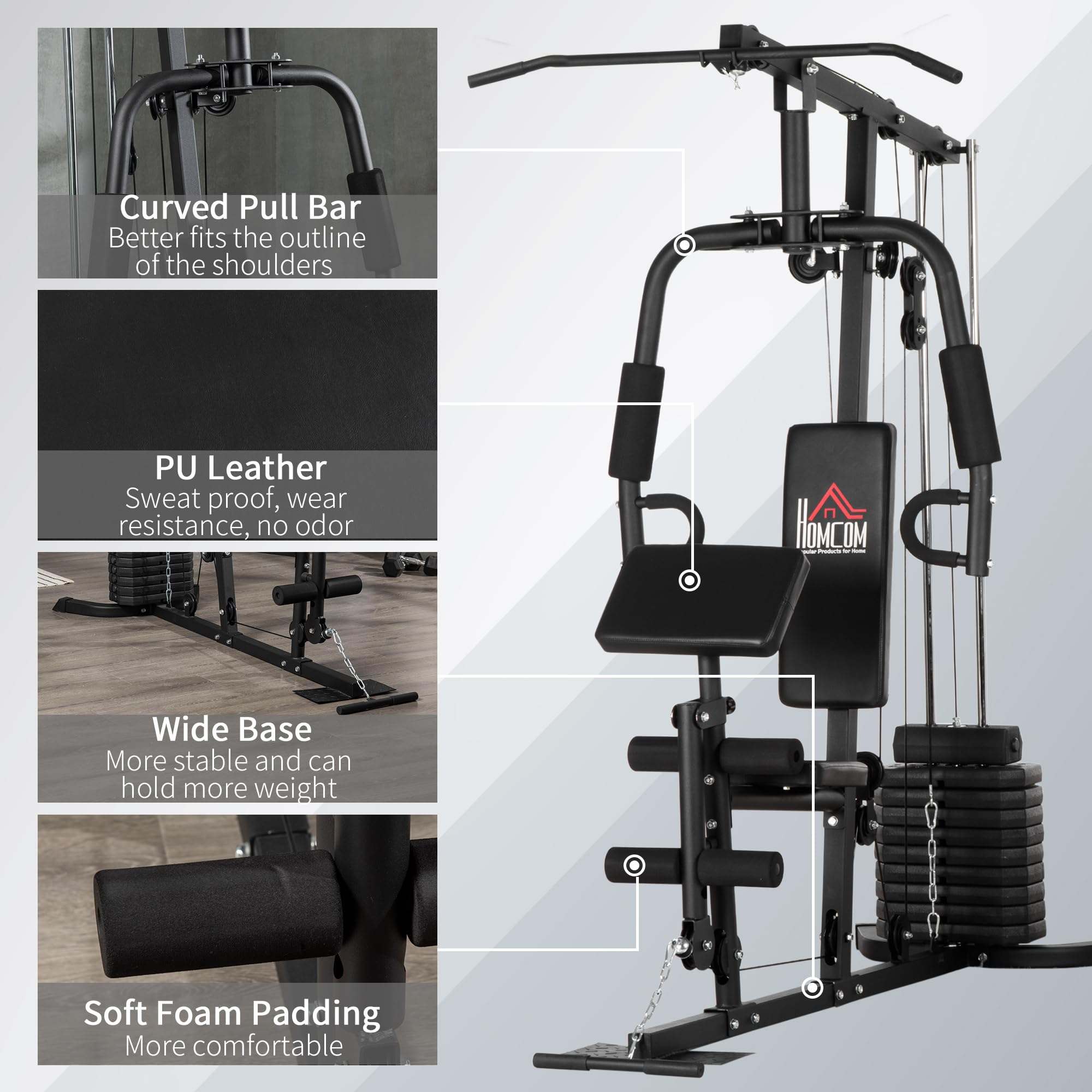 Soozier Home Gym with 100Lbs Weight Stack - Full Body Workout for Home Fitness
