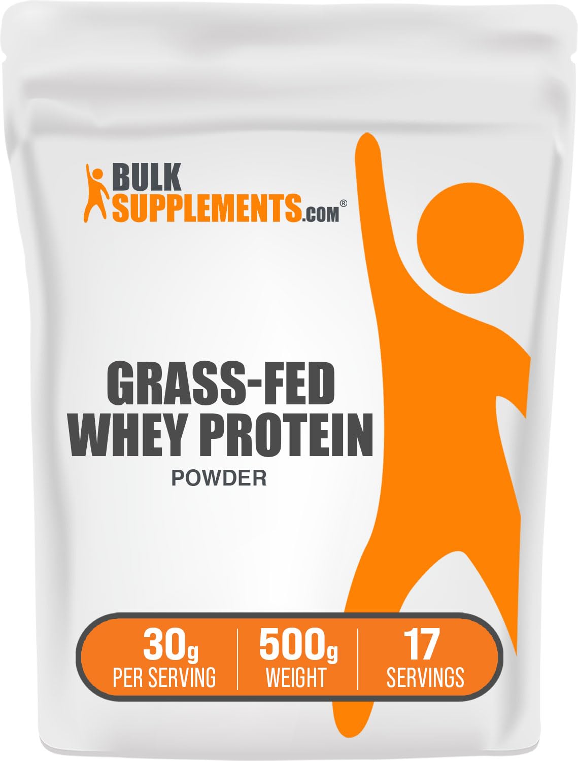 Grass Fed Whey Protein Powder Concentrate - Unflavored, Gluten Free, 30g per Serving, 500g (1.1 lbs) | BulkSupplements.com | Ideal for Post-Workout Recovery, Muscle Building & Healthy Smoothies